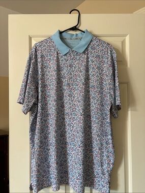 Walter Hagen Light Blue Floral Polo Shirt - Men's Casual